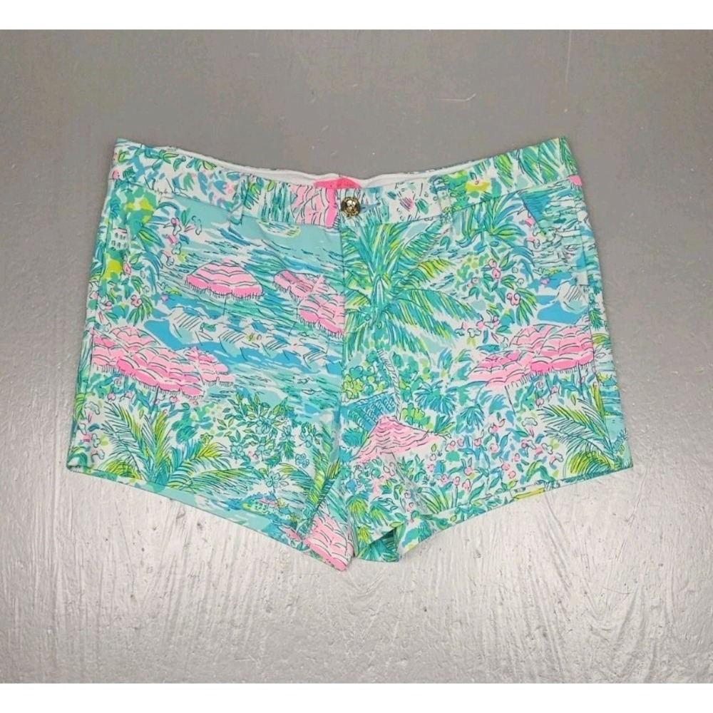 Lilly Pulitzer Callahan Knit Short Womens 14 Gustavia Green Sunshine City 04009B